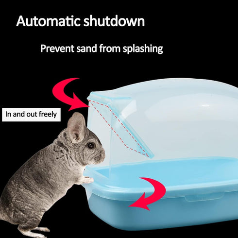 kathson Dwarf Hamster Bathroom - Chinchilla Sauna Room Plastic Sand Bath House for Gerbils, Hedgehog, Squirrel (Blue)
