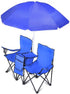2 Flexzion Double Folding Beach Chair with Umbrella Table Cooler and Bag, Portable Compact Folding Chair, Person