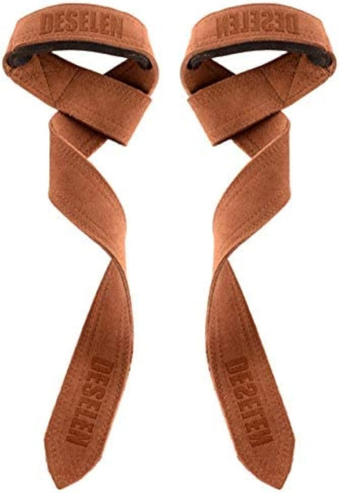 Leather Weightlifting Straps with Thick Soft Sponge Lining, Pair for Gym Workout