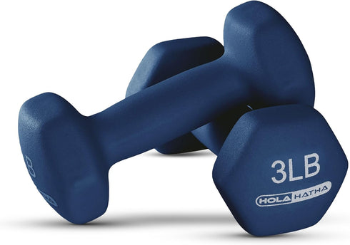 HolaHatha Neoprene Dumbbell Weight Set with Rack, 2, 3, 5, 8, and 10 Pound for Home Exercises