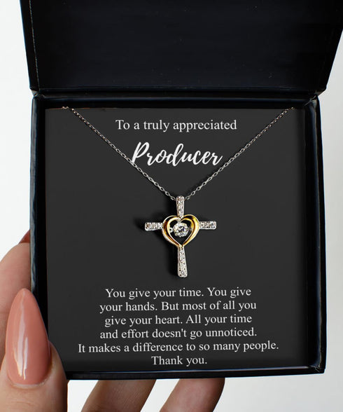 EzGift Thank You Producer Necklace Appreciation Pendant Leaving Inspirational Gift Give Time Effort Retirement Sterling