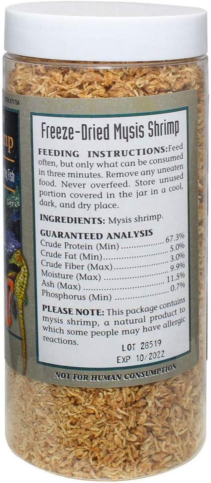 1.8 oz (51g) San Francisco Bay Brand Freeze-Dried Mysis Shrimp - Premium Fish Food for Live Fish, Shrimp Food, Tropical