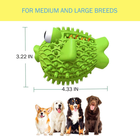 Dog Toy for Aggressive Chewers, Tough Natural Rubber with Squeaker & Crinkle Paper, Durable Teeth Cleaning Toys