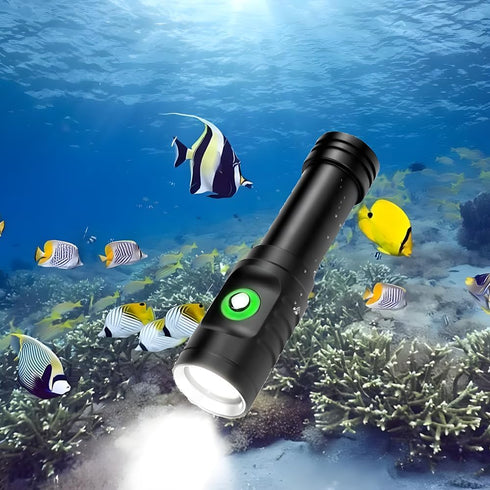 Scuba Diving Flashlight, 10000 Lumen IPX8 Waterproof Snorkeling Light, Rechargeable with 3 Modes