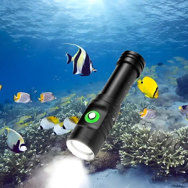 Scuba Diving Flashlight, 10000 Lumen IPX8 Waterproof Snorkeling Light, Rechargeable with 3 Modes