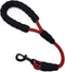 Short Dog Leash, 18 Inch Rope Traffic Leash with Padded Handle, 1/2” Strong Nylon for Medium Large Dogs - Red