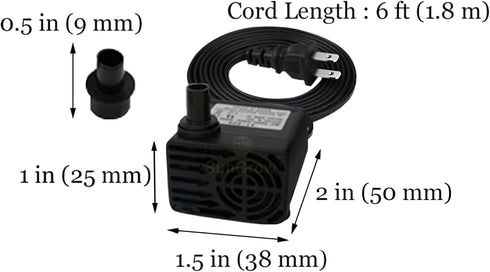 SunGrow 55 GPH 3W Small Submersible Water Pump for Cat & Dog Water Bowls, Fountains, Aquariums