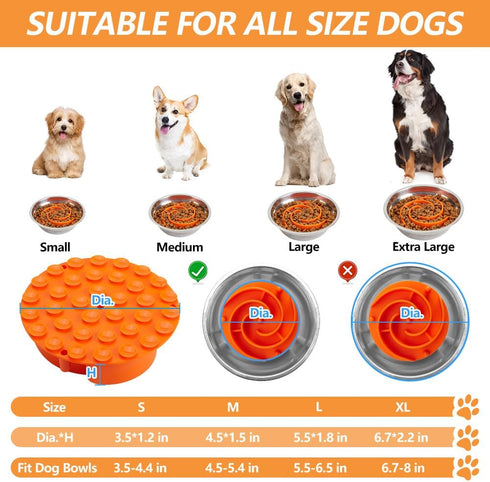 Slow Feeder Dog Bowls Insert - Soft Silicone Bowl for Small, Medium & Large Dogs