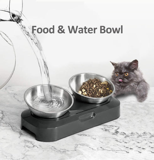 Stainless Steel Cat Food Bowl - 15-Angle Ergonomic Design Reduces Vomiting