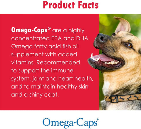Omega-Caps Extra Strength for Large Breeds - Vet Formulated for Healthy Skin & Coat, Reduces Shedding, 60 Soft Gel