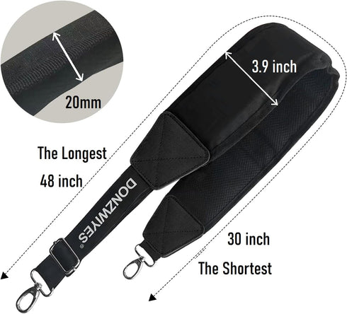 Golf Bag Shoulder Strap, Upgraded Single Padded Adjustable Straps, Universal Replacement (All in Black, 1 Pack)