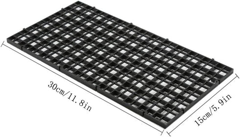 2pcs 30cm x 15cm Plastic Grid Divider Tray for Aquarium Fish Tank Bottom Isolation, Black