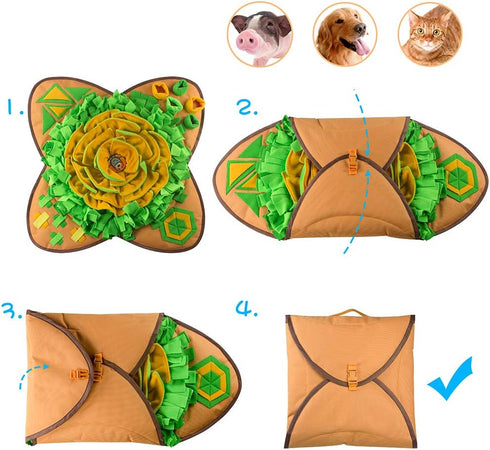 28''x28'' AWOOF Snuffle Mat Pet Dog Feeding Mat, Interactive Dog Puzzle Toys Encourages Natural Foraging Skills