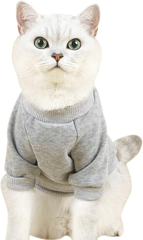 Puppy Sweater for Small Dogs Clothes Warm Winter Cat Clothe Pet Sweatshirt Knitwear Doggie Kitten Clothing, Grey, Medium