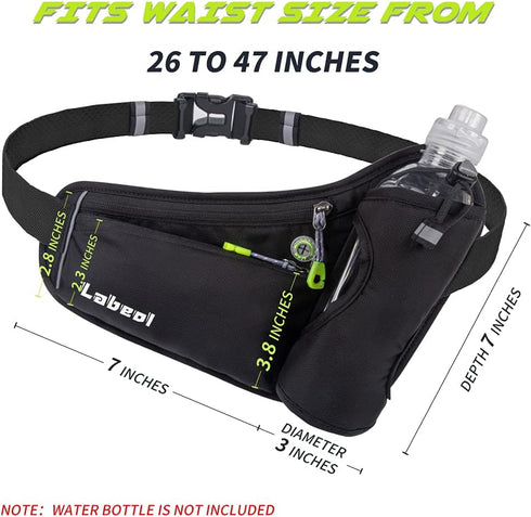 Labeol Waist Pack, Waterproof Hydration Belt with Water Bottle Holder, Adjustable Fanny Pack for Running Hiking Cycling