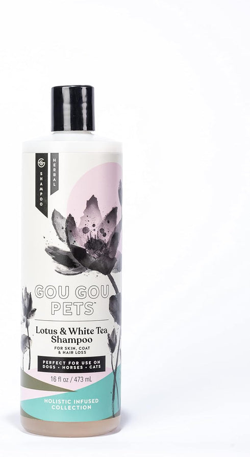 Holistic Natural Derived Lotus and White Tea Pet Shampoo - 16 oz - Veterinarian Recommended for Dogs, Cats, Horses