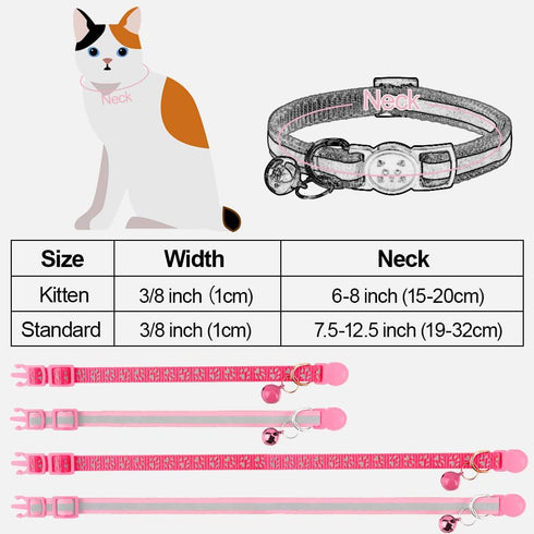 6-8 Inch 2-6 2 Pack, Taglory Kitten Collar Breakaway with Bell, Reflective Soft Cat Collar for Small Kittens