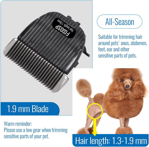 7FC Blade Replacement for Dog Grooming Clippers, Compatible with P70 Detachable Ceramic & Stainless Steel Blades