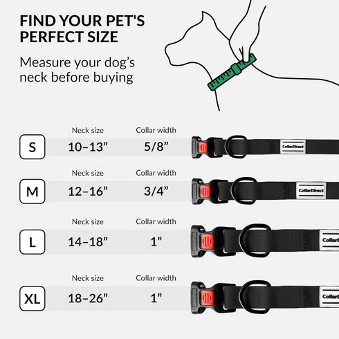 CollarDirect Waterproof Dog Collar - Adjustable Silicone, Plastic Collar for Large, Medium, Small Dogs, Black