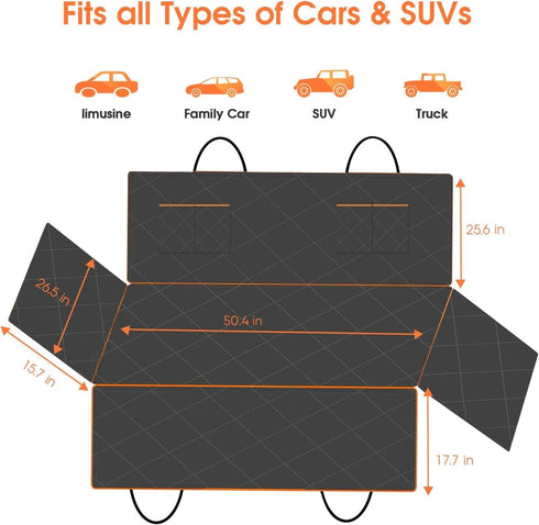 Giomoc Hammock 4 Dog Car Seat Cover for Back Seat, Waterproof Seat Protector Scratchproof Pet with Bags Side Flaps