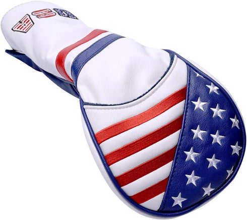 GOOACTION USA Golf Club Driver Cover - American Stars and Stripes Flag Synthetic Leather Protector