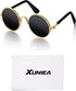 Dog Sunglasses - Retro Pet Glasses Classic Round Metal Eye Wear for Cats and Dogs, Cosplay Party Costume (Gold, Black)