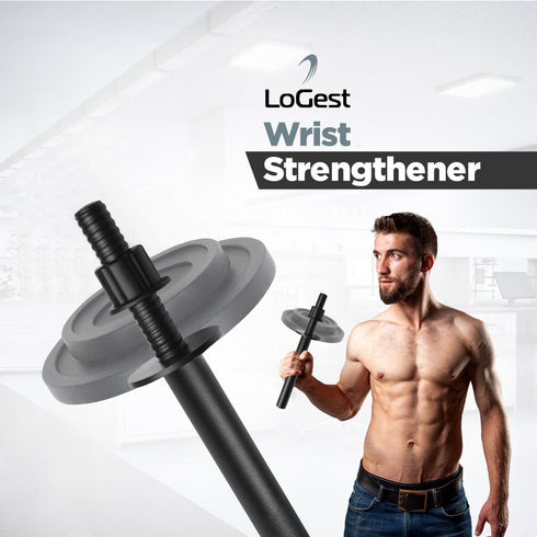 LoGest Forearm Exerciser - Wrist Strengthener with Standard Plate 1 Inch or Olympic Plate 2 Inch, Hand Grip Workout