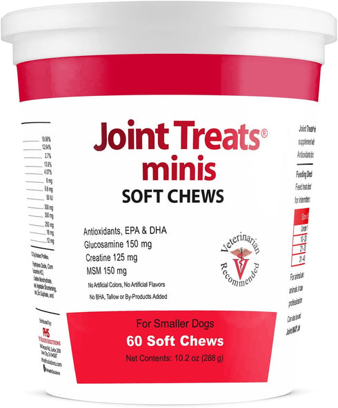 Joint Treats MINIS for Smaller Dogs - 120 Soft Chews with Vitamins, Minerals, Antioxidants, Omega-3 Fatty Acids
