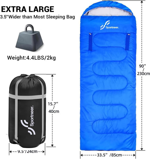 Sportneer Wearable Sleeping Bag - Adults & Kids with Arm Zipper Holes, Waterproof for Camping and Hiking