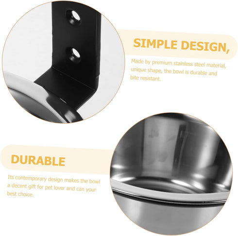Stainless Steel Hanging Dog Bowls, Wall-Mounted Food Dispenser, Collapsible Dog Bowl Set