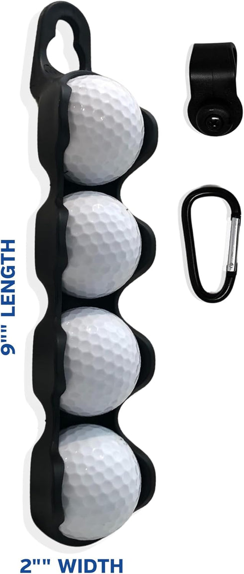 Golf Ball Holder - Holds 4 Golf Balls, Easy Attachment to Bag or Cart, Accessories Gift for Men and Women
