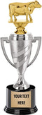 Crown Awards Dairy Cow Trophy, 10.5" Silver Cup Dairy Cow Trophies with