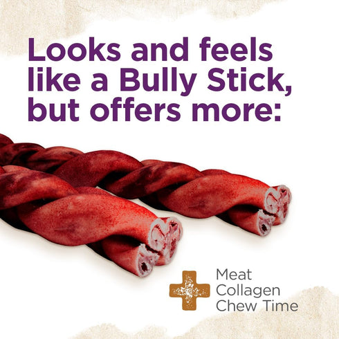 Natural Farm Odor-Free Super Braided Collagen Dog Chews (12-Inch, 5-Pack) - Real Bull Sticks Alternative, 100% Natural