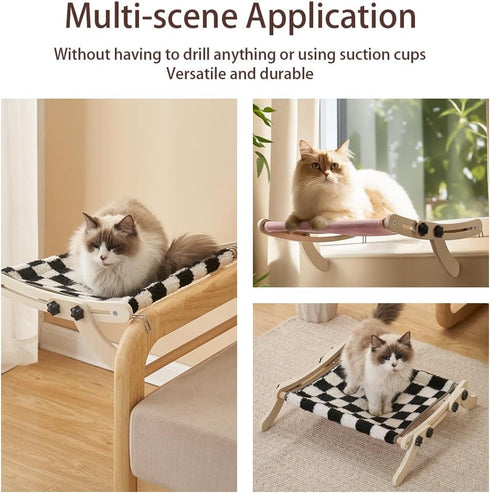 Hammock, GarveeHome Cat Window Perch, Cat Window Providing All-Around Sunbath Space Saving, Easy to Adjust Cat Bed