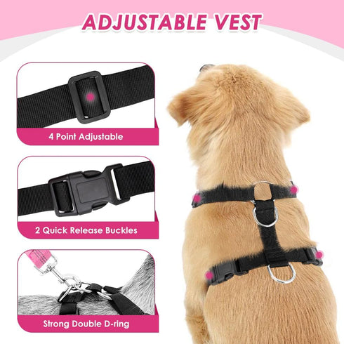 Lukovee Dog Seat Belt for Car, Adjustable Dog Car Harness for Large Medium Small Dogs, Soft Padded & Breathable Mesh