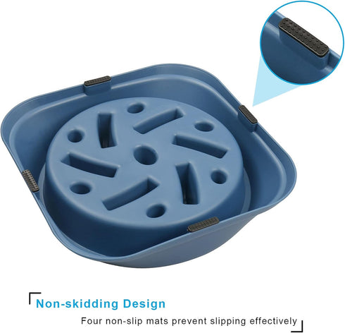 UPSKY Slow Feeder Small Dog Puzzle Bowl Feeder, Anti-Slip, Anti-Bloat, Anti-Choking - Deep Blue