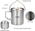 LIXADA Camping Cup Pot - 750ml Stainless Steel Water Cup with Foldable Handles and Lid for Outdoor Use