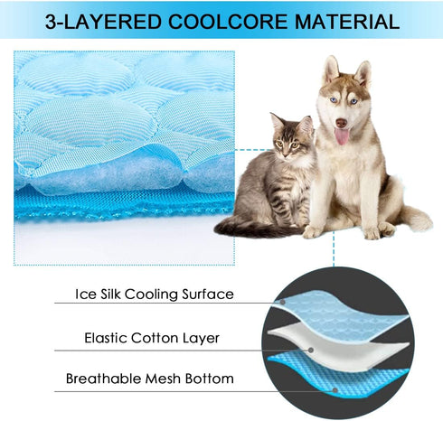 SOMOYA Dog Self Cooling Mat - Washable Cooling Pads Blanket for Large Dogs & Cats, Non-Toxic Ice Silk