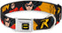Buckle-Down Dog Collar, Seatbelt Buckle ROBIN Red/Black Poses Gray, 1.5" Wide, Fits 16-23" Neck, Medium