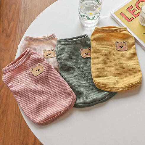RichePet 4 Pieces Dog Shirts - Breathable Spring Outfits for Small Medium Dogs & Cats (X-Large), Yellow Pink Green White