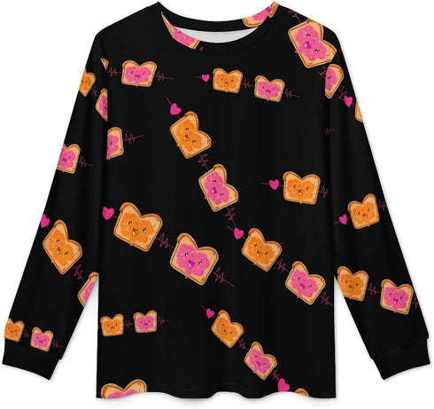 Generic Set Peanut Butter Jelly Heartbeat Men's Pajamas Long Sleeve Sleepwear Crew Neck Loungewear Tops And Bottom