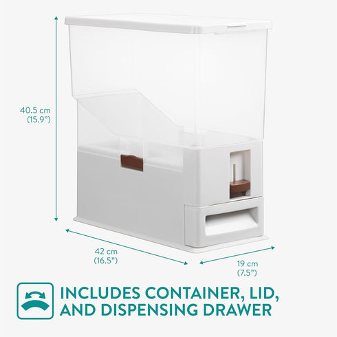 14.8QT (14L) Navaris Pet Food Container - Dry Food Storage for Cats and Dogs or Other Pets - Durable Transparent Design