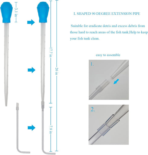Aquarium Coral Feeder, Manual Cleaner Tool for Fish Tank Cleaning, Siphon Dropper Waste Remover