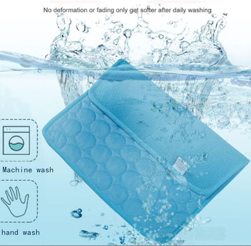 Cooling Mat Pad for Dogs Cats, Ice Silk Mat for Kennel/Sofa/Bed/Floor/Car Seats, 28 X 22in Blue