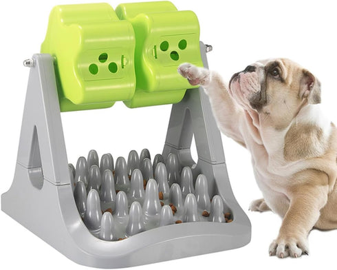 GATHINESS Automatic Rotating Dog Feeding Bowl with Anti-Choking Slow Feeder Function, Plastic Pet Food Dispenser