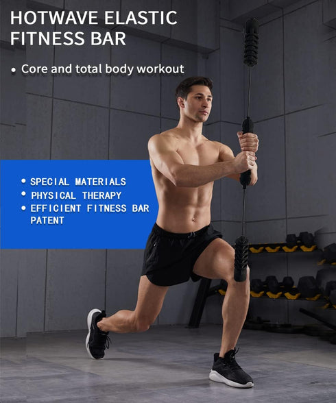 Hotwave Elastic Fitness Bar, Vibration Shake Weight Stick for Body Physical Therapy and Core Strength Training