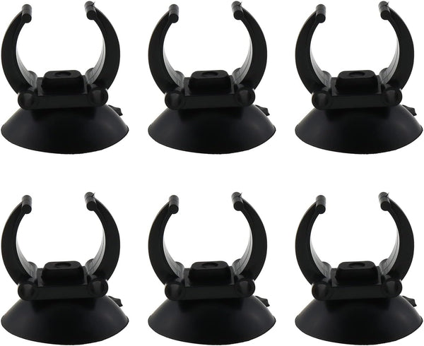 Sucker Clip 6pcs Black Plastic Replacement Fish Tank Aquarium Heater Suction Cups Clips