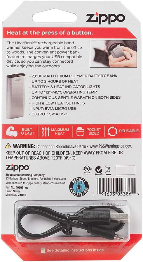 Zippo HeatBank 3, Rechargeable Hand Warmer