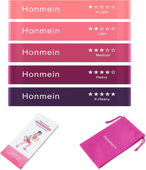 Resistance Bands for Working Out, 5 Resistance Levels for Home Fitness, Strength Training, Includes Guide and Carry Bag