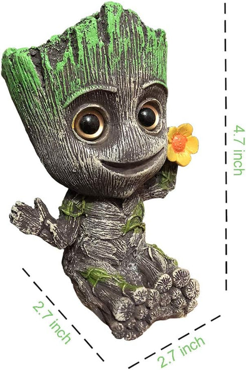 Aquarium Groot Air Bubbler Decorations, Resin Crafts with Air Bubbler Stone for Fish Tank
